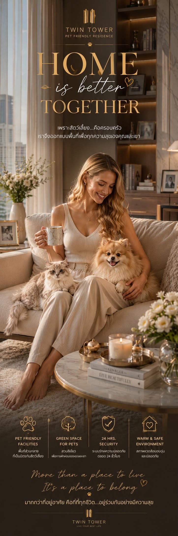 The Twin Tower Pet Friendly Residence เลี้ยงสัตว์ได้